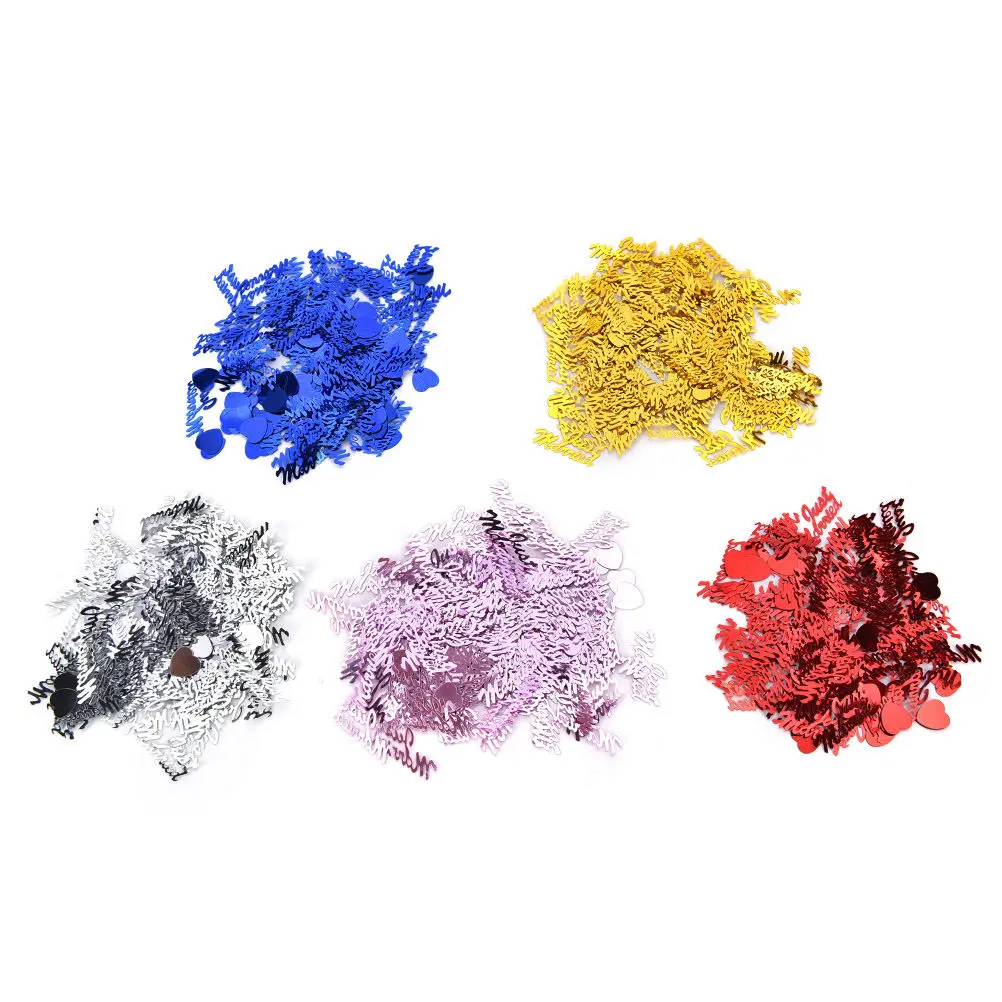 

Hot 380pcs "Just married" and Heart shape Table Party Scatters Confetti Gold Silver Just Married Wedding Decor