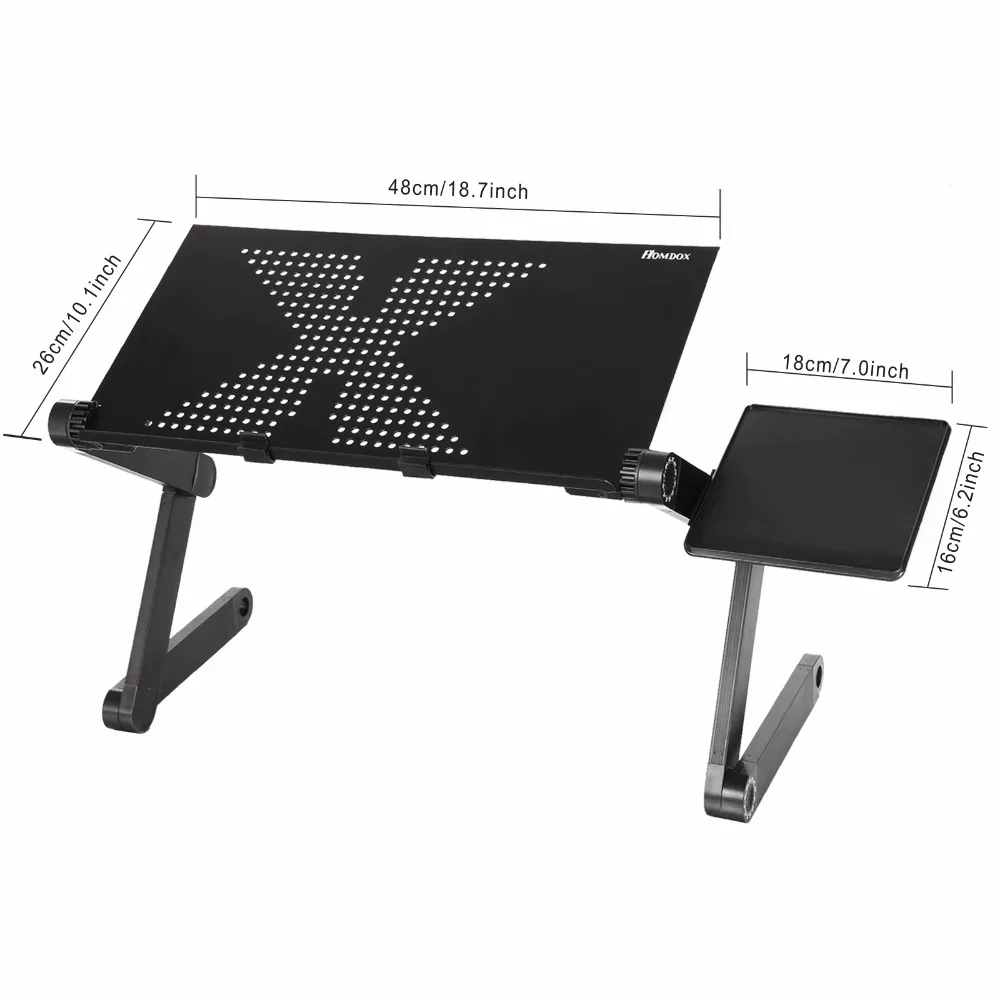 Homdox Computer Desk Portable Adjustable Foldable Laptop Notebook Lap PC Folding Desk Table Vented Stand Bed Tray N20*