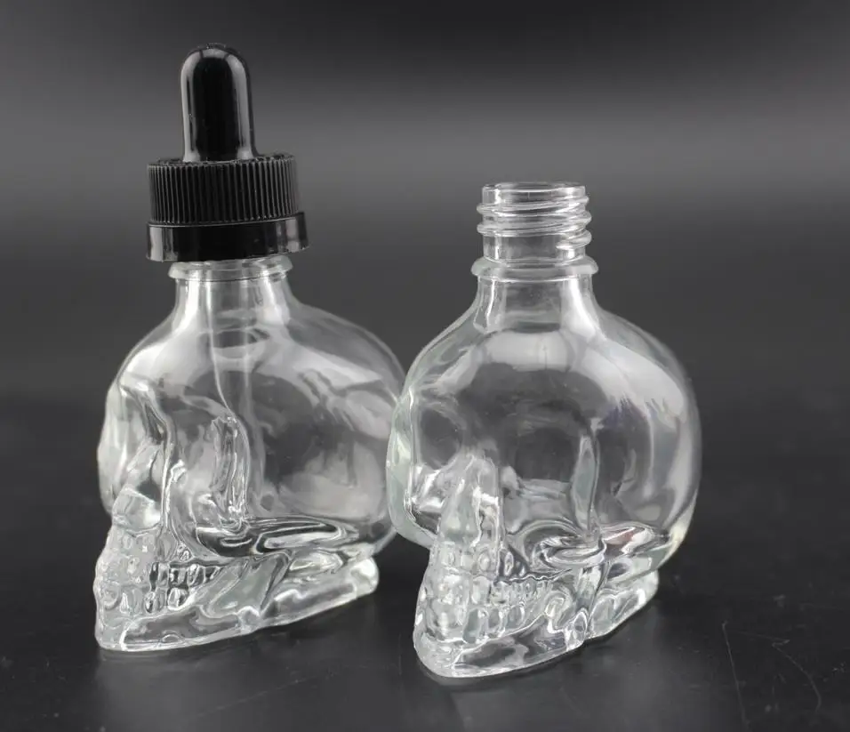 30ml 15ml Skull Shape Glass Dropper Bottle For E juice Vape Skull Head