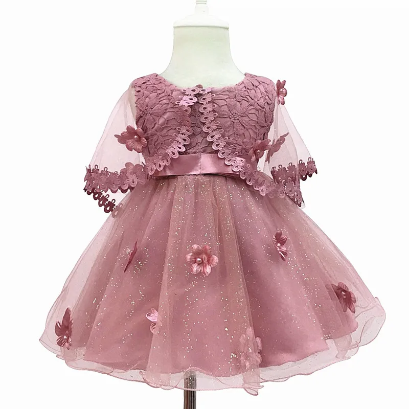 

Newborn Kids Applique Lace Cloak Tutu Dress for Baby Girls Summer Clothes Princess Elegant Party and Wedding Vestido Dresses