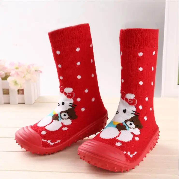 Новый дизайн, милые детские носки с рисунками из мультфильмов на резиновой подошве, носки-тапочки с животными, детские носки для мальчиков