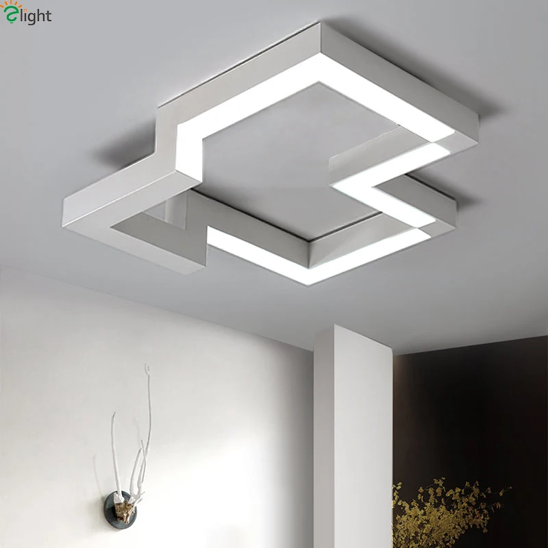 

Nordic Geometry Led Ceiling Lights Black/White Metal Living Room Led Ceiling Lights Acrylic Bedroom Led Ceiling Light Fixtures