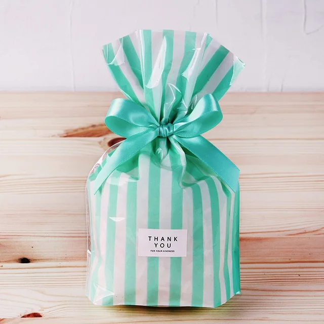 50pcs Blue Striped Bag Snacks Plastic Food Bags As Wedding Favor 50pcs Blue Striped Bag Snacks Plastic Food Bags As Wedding Favor Party Candy Gift Packaging