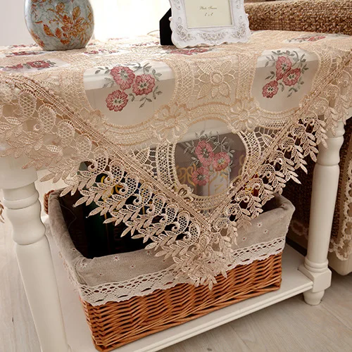  New Fashion Transparent Tablecloth Glass Yarn Floret Embroidery European Style Cover Washable Table