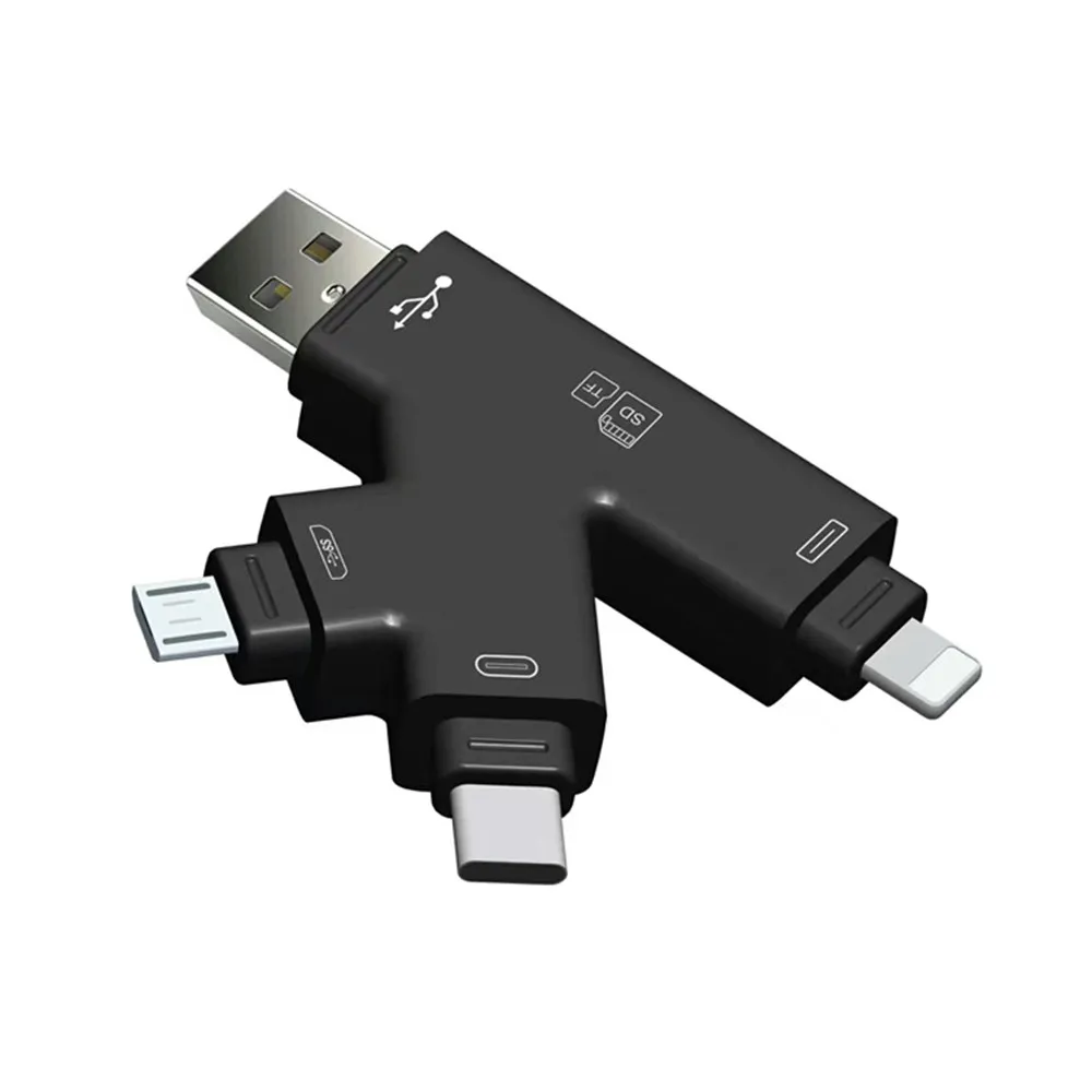 New 4 in 1 Micro SD TF Card Reader USB C Type C Adapter OTG Card 2