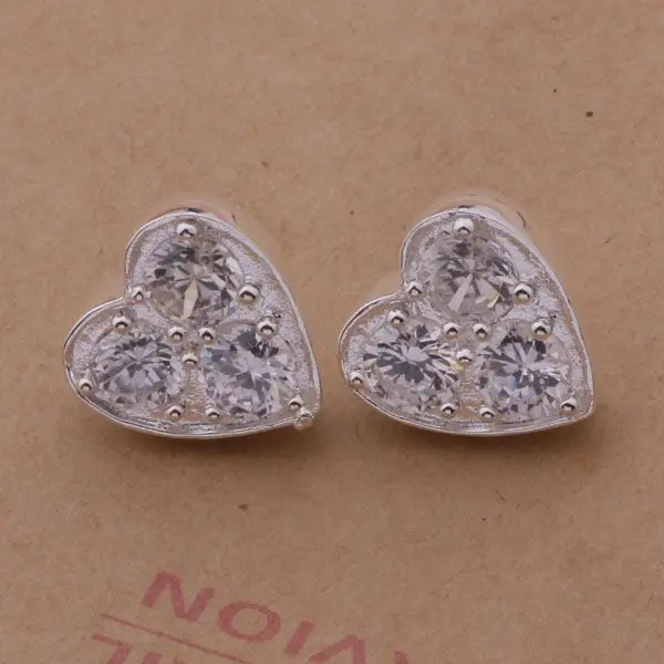 

AE180 Trendy wholesale silver earrings , 925 silver fashion jewelry , Heart set stone /bhpajywa bicajzja