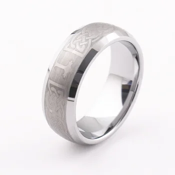 

Men's Tungsten Ring Band Silver Tone Irish Celtic Knot Cross Triquetra Brushed tungsten carbide ring