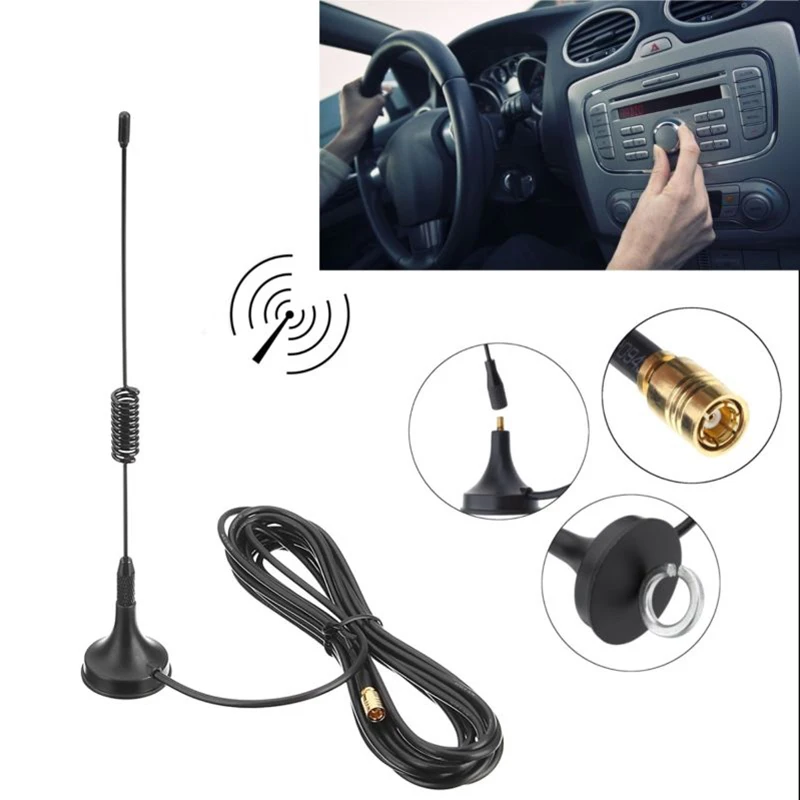 

Black DAB Digital Highway Car Radio High Gain Aerial Antenna SMA SMA Male Plug Fitting Magnetic Base 4m Cable Auto Accessories