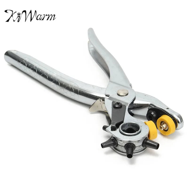 

KiWarm Top Quality Revolving Heavy Revolving Leather Belt Holes Punch Hand Pliers Tool Eyelets 4.5mm,4mm,3.5mm,3mm,2.5mm