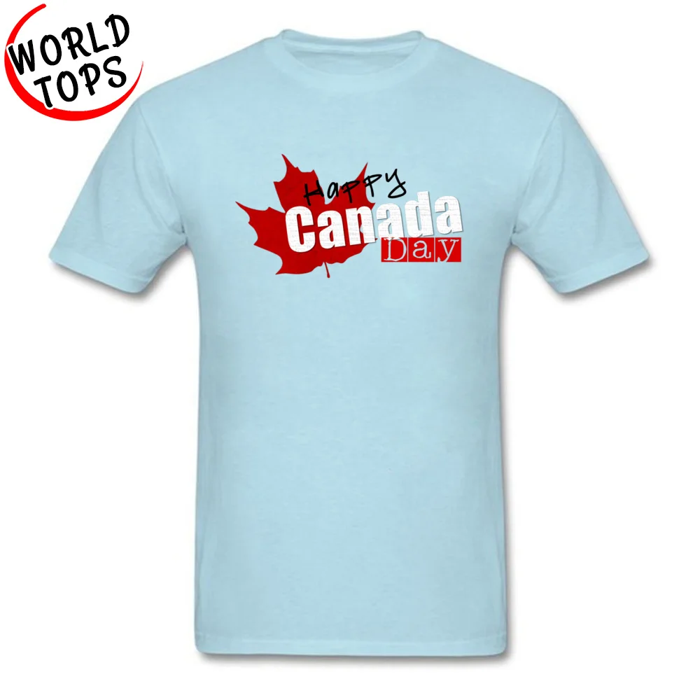 Happy Canada Day Round Neck T-shirts Summer Fall Tops Shirts Short Sleeve Classic Cotton Design Tees Unique Male Happy Canada Day light