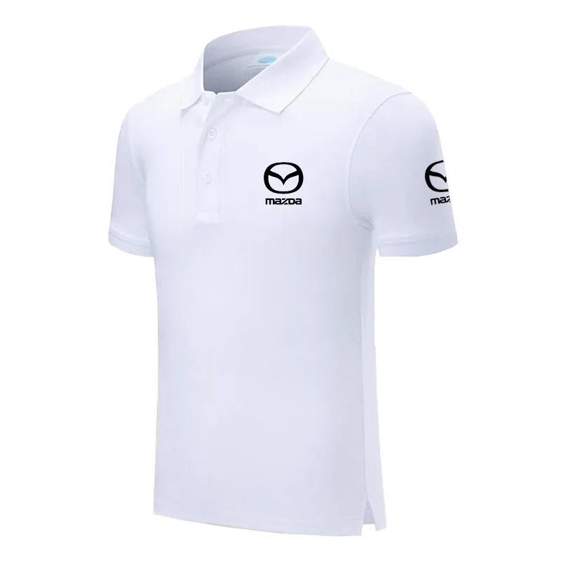 Бренд Mazda тенниска с логотипом мужские с коротким рукавом мужские s хлопковые поло Ho мужские с принтом Повседневная рубашка поло - Цвет: Белый