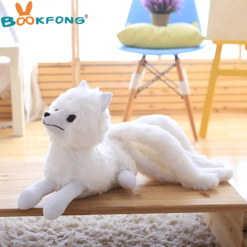 

BOOKFONG 60CM Simulation white Nine-Tailed Fox Plush Toy Stuffed Fox Animal High Quality Gumiho Birthday Gift Toy Home Decor