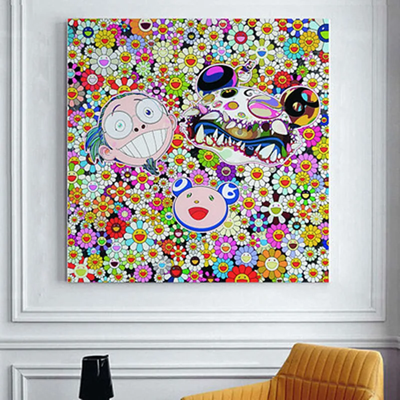 

Murakami's Art Paintings Frameless Painting Sunflower Flower Art Wall Painting Living Room Office Paintings M1364