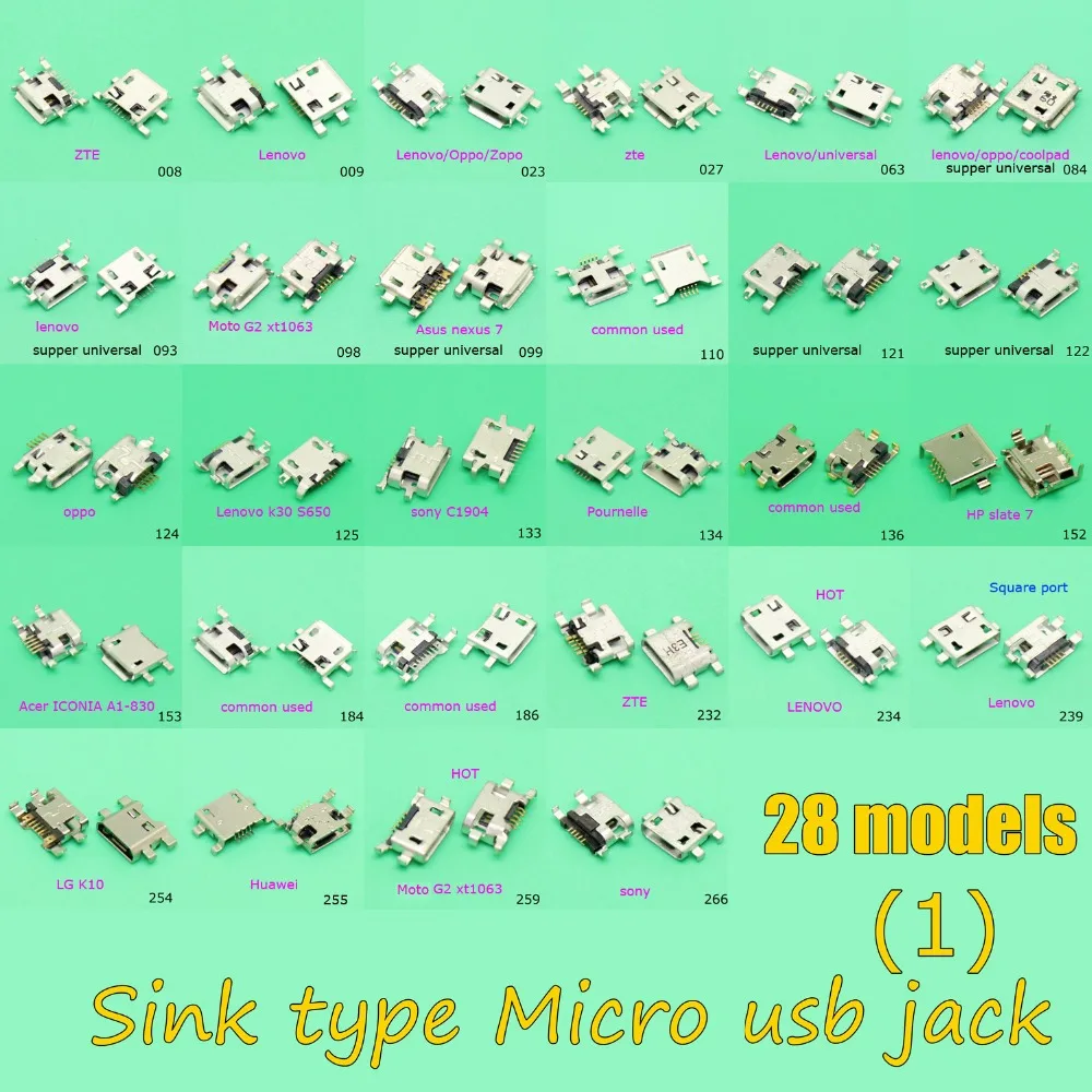 

28 model Sink plate type Micro USB Jack Charging Connector Socket Port for Samsung/for SONY G2/For HP slate 7/LG/for ASUS/Acer