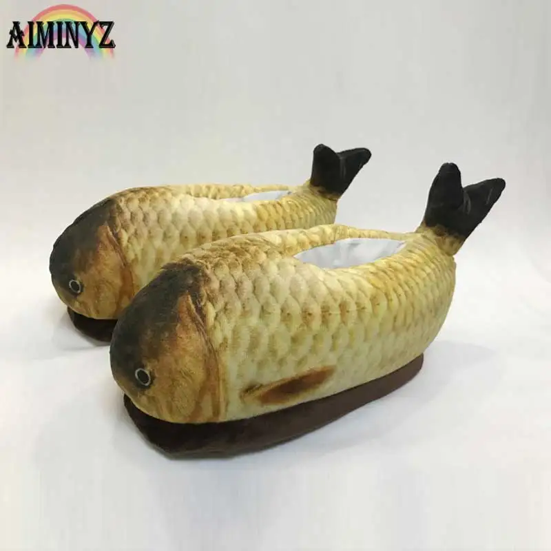 

Fish Slippers Women Home Female Cartoon Shoes Short Plush Plat Cute Indoor Fluffy Cotton Warm Soft Comfort Ladies Animal Funny