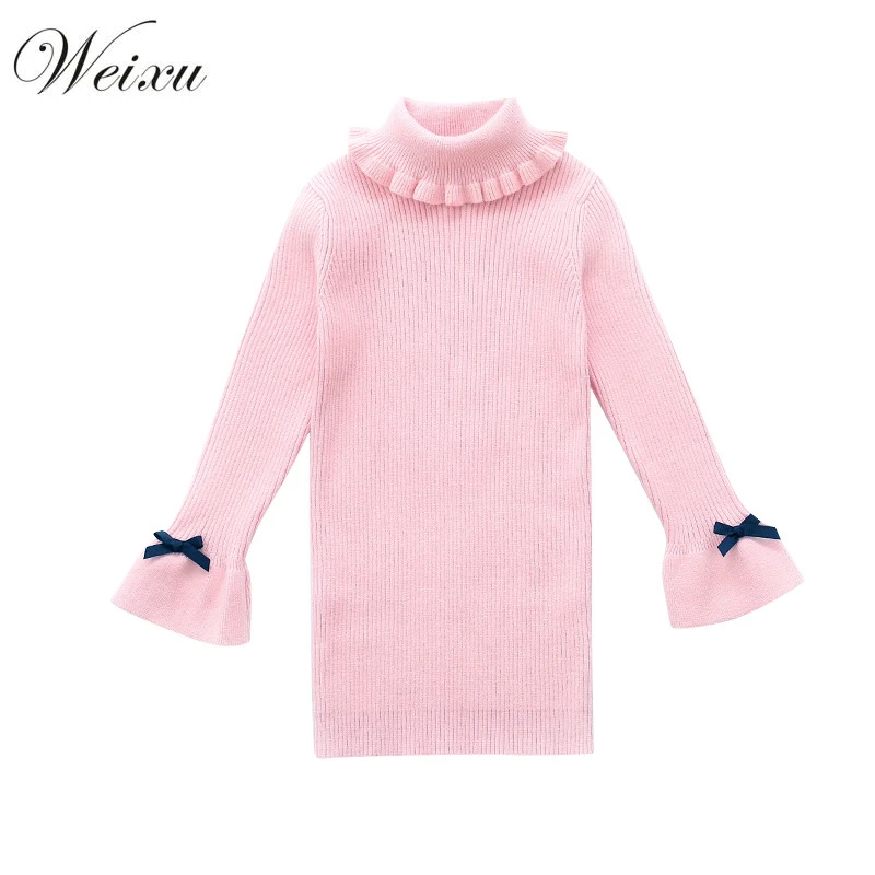 

Baby Girls Winter Clothes 2019 Child Tiny Cottons Turtlenecks Sweater Kids Fall Long Warm Pullover Knit Christmas Sweater Dress