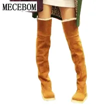 Модная обувь, теплые сапоги выше колена, женские осенне-зимние сапоги, растягивающиеся женские сапоги с ремешком, женские сапоги с круглым носком на меху, 189W