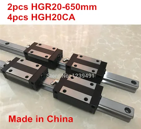 HG linear guide 2pcs HGR20 - 650mm + 4pcs HGH20CA linear block carriage CNC parts