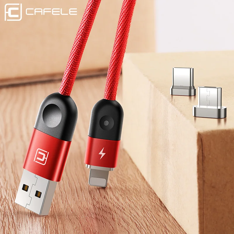 CAFELE Магнитный USB кабель для iPhone Micro USB кабель type C USB кабель для samsung huawei Xiaomi передача данных светодиодный светильник