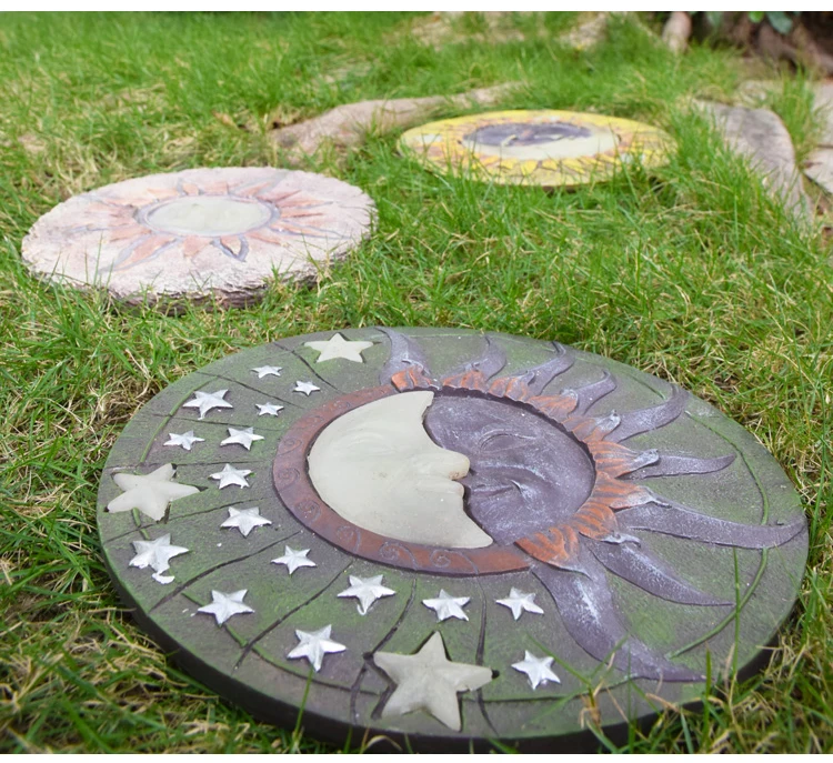 Aqumotic Yard Stepping Stone Kits for Kids Home Solar Balance Handprint Decor Round Outdoor Luminous Sign Garden Footprint