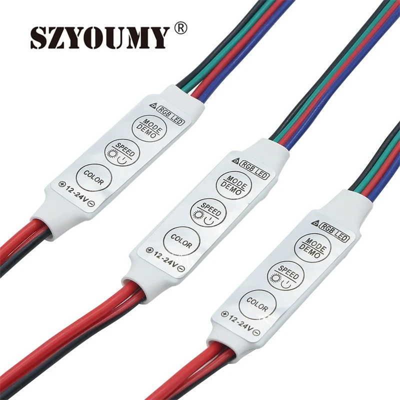 SZYOUMY 200 шт. DC 12 В мини 3 клавиши RGB LED контроллер яркости Диммер для 3528 5050 полосы или