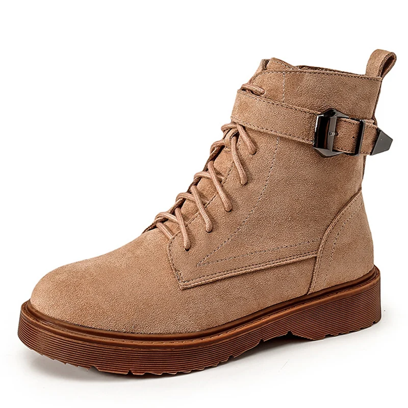 

Faux Suede Women's Boots Winter Shoes Woman 2019 Big Size 41 42 43 Buckle Ankle Boots For Teenage Girl Lacing Platform Booties