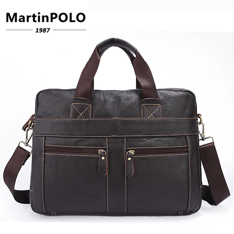 

Men's Briefcases Genuine Leather Laptop Bag Messenger Bag Men Shoulder Bags Business Bag Men handbags Leather Briefcase MLT312