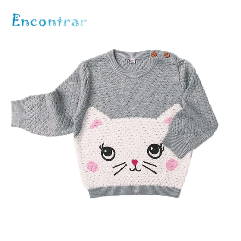 Encontrar Baby Cat Pattern Winter Knitted Clothes Boys/Girls O-Neck Pullovers Sweaters Newborn Kids Cute Jumper 6M-24M,DC510