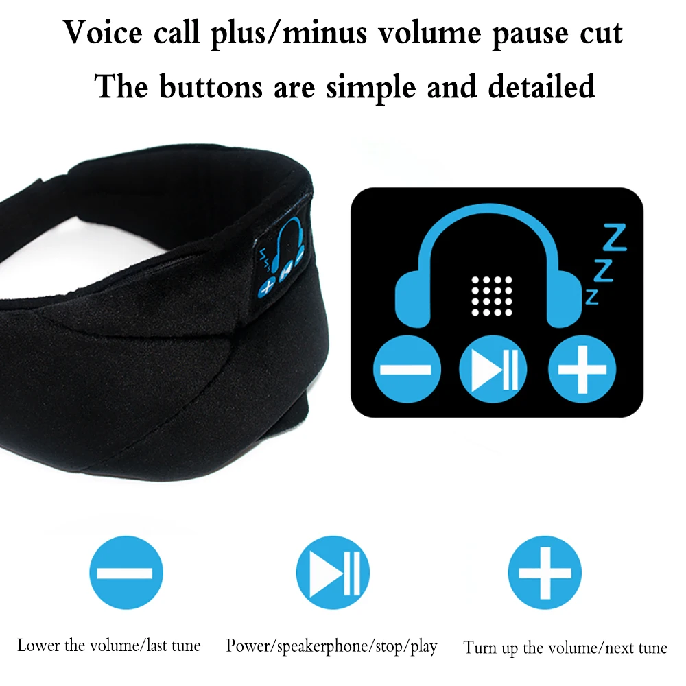 Bluetooth 5.0 Sleep Music Call Eye Mask Earmuffs Full Shading Handfree Wireless Headband Call Microphone Headset Eye Mask