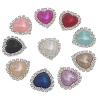 Diamantes de imitación de 20mm con forma de corazón y perlas, accesorios de boda con botón para manualidades