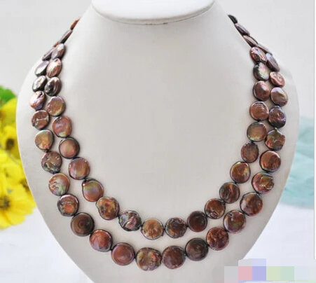 

838 coffee coin freshwater pearl necklace