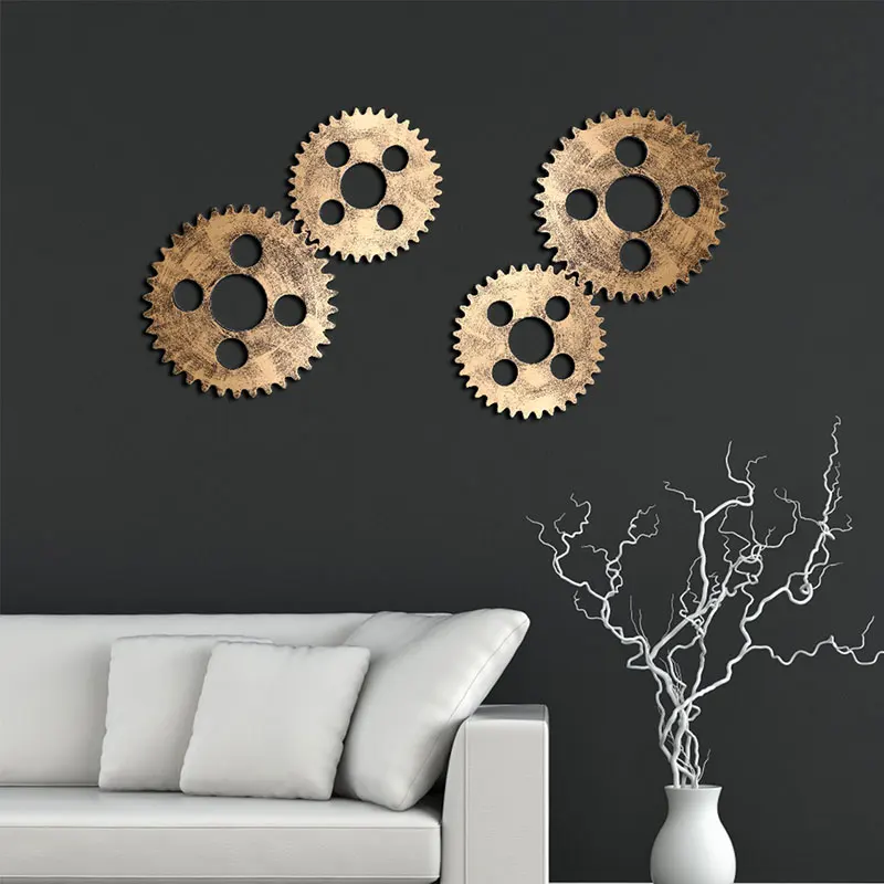 1pc Wall Art Vintage Industrial Wooden Gear Chic Home Decor Bar Gear Decor Creative Wall Decoration Background Decoration