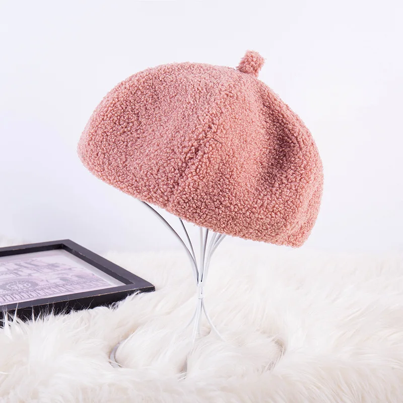 Cashmere British Beret Octagonal Cap Pure Wool Women Beret Painter Bonnet Hats Solid Color Female Winter Warm Cap