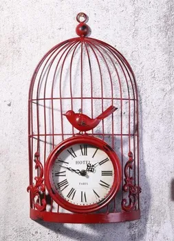 

Red wrought iron vintage large decorative wall clock big on wall