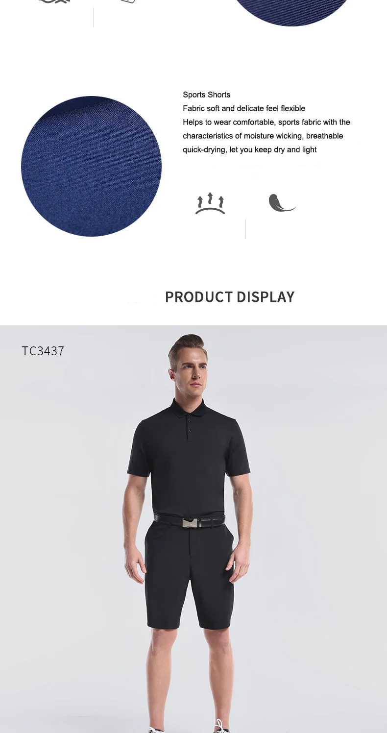 Новая высококачественная Мужская спортивная рубашка поло для гольфа с шортами, однотонная одежда, футболка с отложным воротником, дышащая спортивная одежда