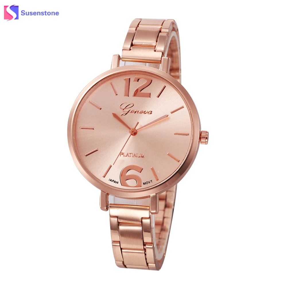 

2019 Fashion Women Watches Big Dial Analog Quartz Watch Rose Gold Stainless Steel Luxury Ladies Wrist Watches relogio feminino