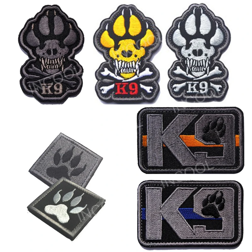 

Thin Blue Line K9 Dog Rescue Embroidery Patch Military Tactical Morale Patches Emblem Appliques Glow in Dark Embroidered Badges