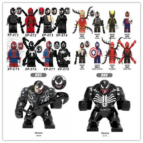 Шт. 18 шт. Venom фильм серии Дэдпул человек паук Ironman супер герой действие строительные блоки детские игрушки