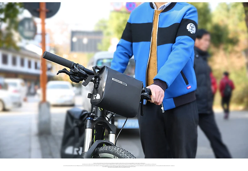 Discount ROSWHEEL DRY 3L Cycling Bike Bicycle Handlebar Front Basket PVC Full Waterproof Bags Bike Accessories Cycle Pannier Pouch 8