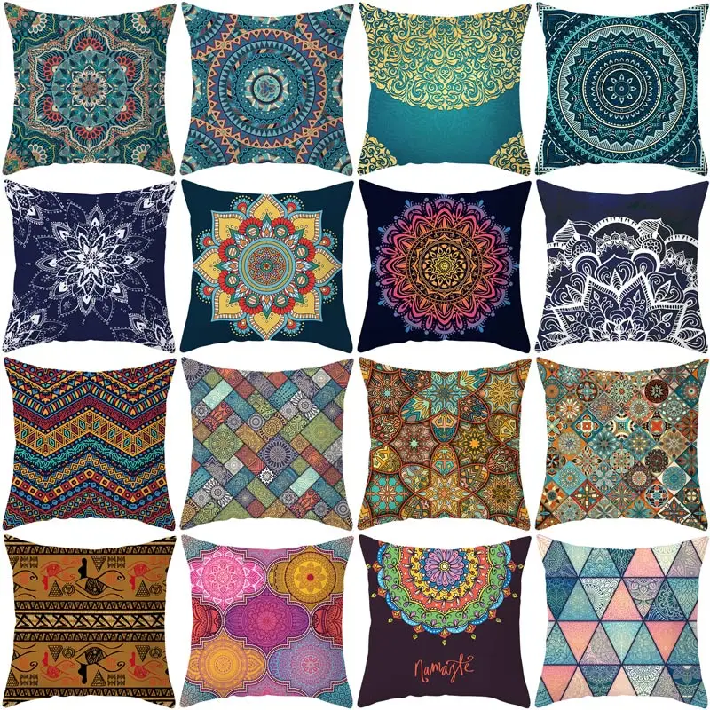 

Mandala Printing Cushion Cover India Mandala Polyester Decorative Pillowcase Home Accessories Sofa Pillow Case almohada