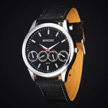

2019 Fashion Men Black Quartz Watches Multi Dial Mens Military Watch Leather Calendar Man Casual Sport Watch Reloj Mujer
