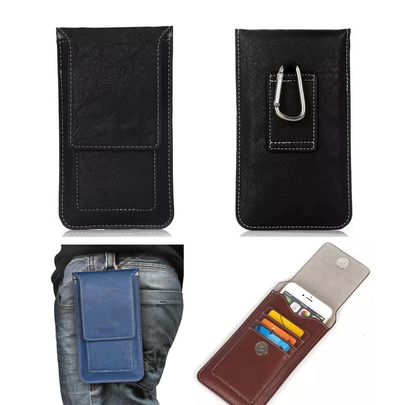Leather Pouch Belt Hook Loop Card Slots Phone Case Cover Bag Holster For Philips Xenium W8510