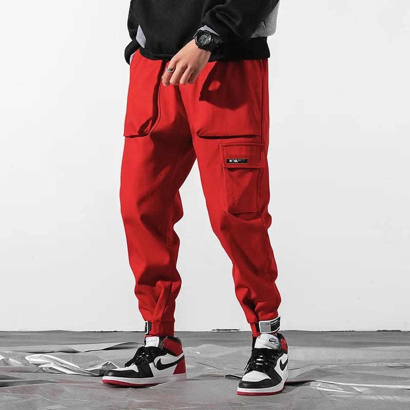 Casual pants men 2019 new beam feet men's jogging sports pants multi-pocket overalls loose sweatpants