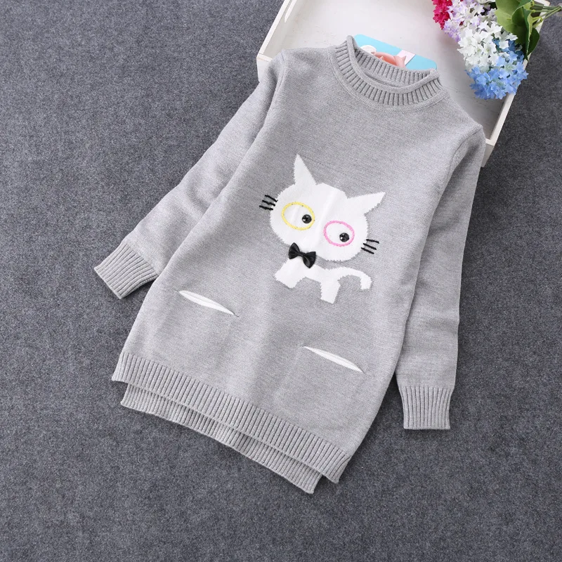 Новые свитера для девочек детские свитера для детей 6-14 лет свитер для девочек 8215 - Цвет: Серый