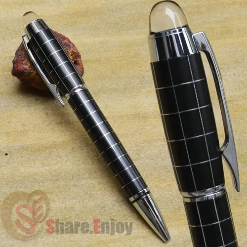 BALLPOINT PEN BAOER 79 BLACK AND SILVER WITH WHITE CHECKED SQUARE BALLPOINT PEN BAOER 79 BLACK AND SILVER WITH WHITE CHECKED SQUARE