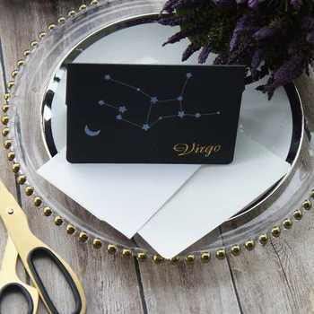 

12pcs gold zodiac fold Card Virgo style with envelope as greeting card wedding birthday party invitation DIY Decor gift card