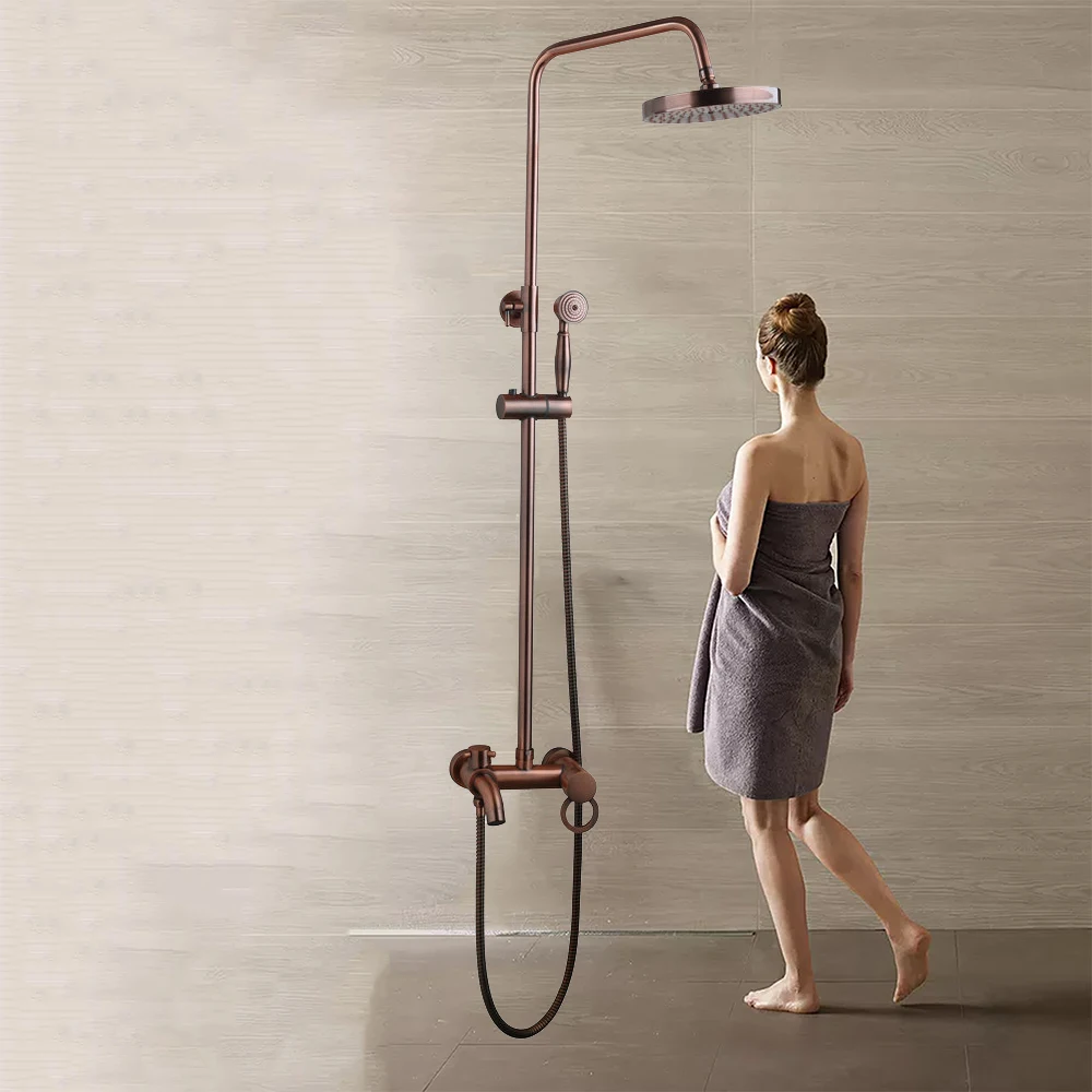 Antique Cooper Bathroom Shower Set Wall Mounted Mixer Double Handle Shower Room Accessories Antique Cooper Bathroom Shower Set Wall Mounted Mixer Double Handle Shower Room Accessories