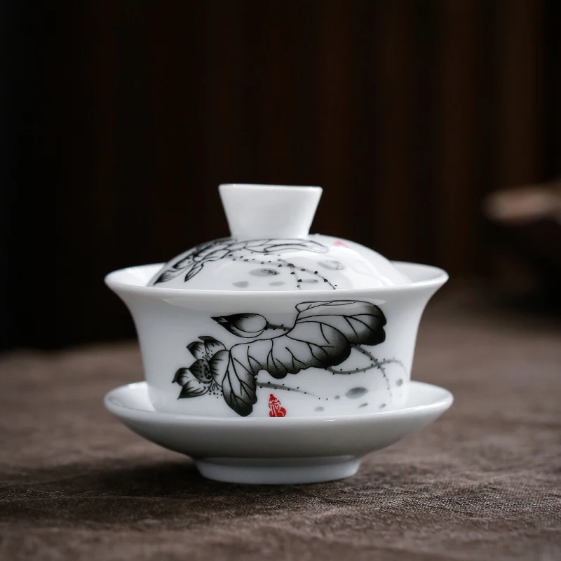 Китайский стиль Gaiwan керамический фарфор/фиолетовая глина чайная чаша мастер Tureen синие и белые чаши посуда для напитков чайная посуда оформление - Цвет: F