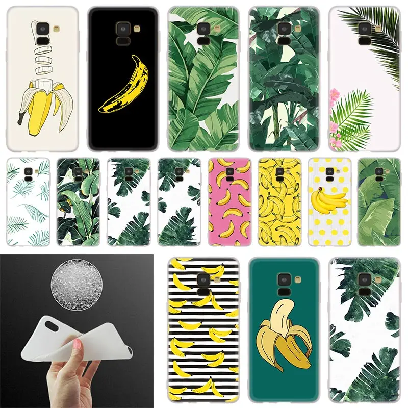 

banana leaf pattern Tropical Soft Phone Case For Samsung Galaxy A50 A10 A20 A30 A40 A60 A70 A6 A8 Plus A7 A9 2018 A3 A5 2017