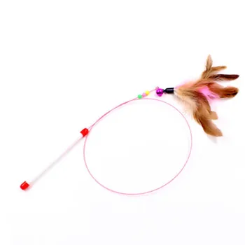 

Pet Cat Feather Toys Plastic handle stick Steel Wire Feather Toys for Cats Persian cats Scottish Fold Chew Squeak Mouse Toy